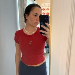 Brandy Melville Red Short Sleeve Tee